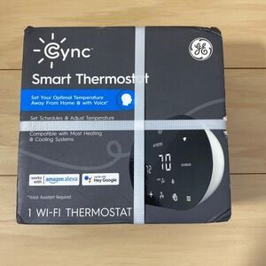 GE Cync Smart Thermostat Wi-Fi Alexa Google CTHMCAPPEKB1-1 Black White New